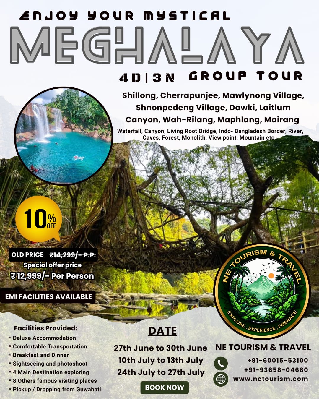 🌿 Meghalaya Group Tour | 4 Days / 3 Nights 🌿